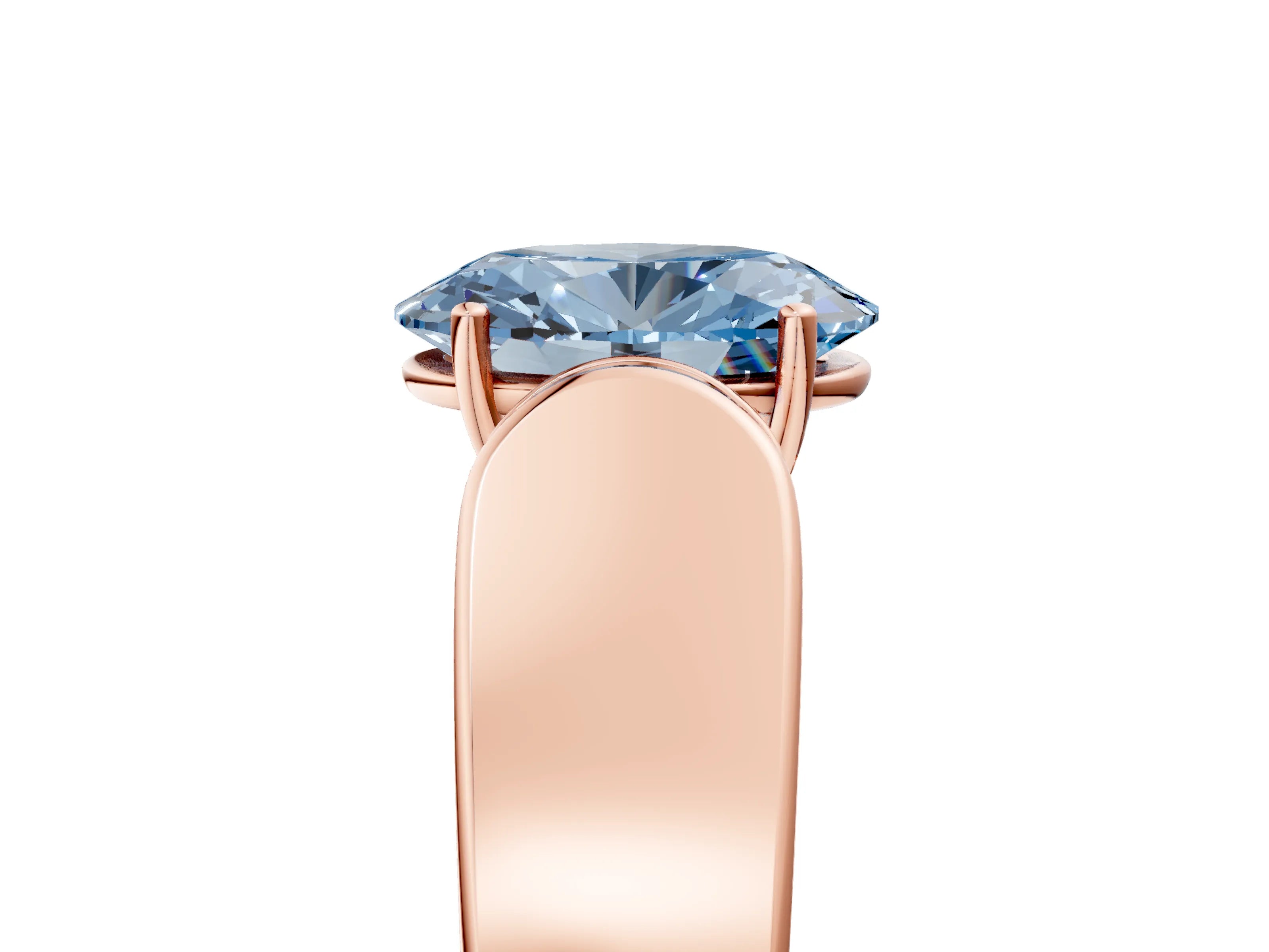 Rose gold Fancy Blue Oval Cut Cut Diamond Channel Set Solitaire Ring with Four-Prong Setting_5