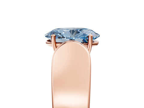 Rose gold Fancy Blue Oval Cut Cut Diamond Channel Set Solitaire Ring with Four-Prong Setting_5