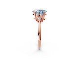Rose gold Fancy Blue Oval Cut Cut Diamond Cluster Ring with Solitaire Band and Four-Prong Setting_2