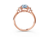 Rose gold Fancy Blue Oval Cut Cut Diamond Cluster Ring with Solitaire Band and Four-Prong Setting_3