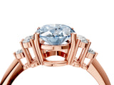 Rose gold Fancy Blue Oval Cut Cut Diamond Cluster Ring with Solitaire Band and Four-Prong Setting_4