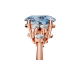 Rose gold Fancy Blue Oval Cut Cut Diamond Cluster Ring with Solitaire Band and Four-Prong Setting_5