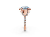 Rose gold Fancy Blue Oval Cut Cut Diamond Halo Engagement Ring with Open Split Pavé Band_2