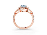 Rose gold Fancy Blue Oval Cut Cut Diamond Halo Engagement Ring with Open Split Pavé Band_3