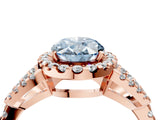 Rose gold Fancy Blue Oval Cut Cut Diamond Halo Engagement Ring with Open Split Pavé Band_4