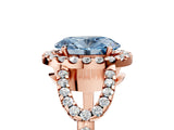 Rose gold Fancy Blue Oval Cut Cut Diamond Halo Engagement Ring with Open Split Pavé Band_5
