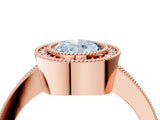Rose gold Fancy Blue Oval Cut-Cut Diamond Halo Engagement Ring with Pave Band and Prong Setting_4