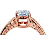 Rose gold Fancy Blue Oval Cut Cut Diamond Milgrain Pave Band Four-Prong Setting Ring_7