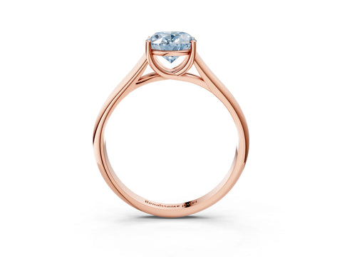 Rose gold Fancy Blue Oval Cut Cut Diamond Solitaire Engagement Ring with Tapered Plain Band and Four-Prong Setting_3