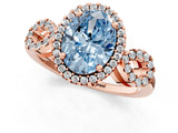 Rose gold Fancy Blue Oval Cut Cut Halo Diamond Infinity Band with Four-Prong Setting_1
