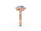 Rose gold Fancy Blue Oval Cut Cut Halo Diamond Pavé Engagement Ring with Milgrain Detailing_2