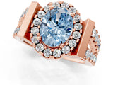Rose gold Fancy Blue Oval Cut Cut Halo Split Shank Prong Set Ring_1