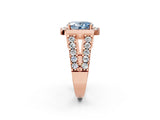 Rose gold Fancy Blue Oval Cut Cut Halo Split Shank Prong Set Ring_2