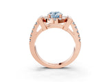 Rose gold Fancy Blue Oval Cut Cut Halo Split Shank Prong Set Ring_3