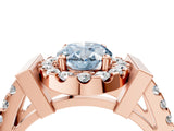 Rose gold Fancy Blue Oval Cut Cut Halo Split Shank Prong Set Ring_4