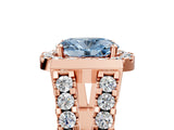 Rose gold Fancy Blue Oval Cut Cut Halo Split Shank Prong Set Ring_5