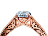 Rose gold Fancy Blue Oval Cut Cut Pave Band Milgrain Solitaire Ring_4