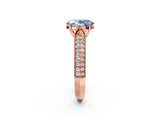 Rose gold Fancy Blue Oval Cut Cut Pave Split Shank Engagement Ring with Four-Prong Setting_2