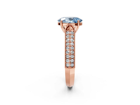 Rose gold Fancy Blue Oval Cut Cut Pave Split Shank Engagement Ring with Four-Prong Setting_2