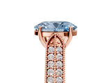 Rose gold Fancy Blue Oval Cut Cut Pave Split Shank Engagement Ring with Four-Prong Setting_5