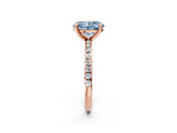 Rose gold Fancy Blue Oval Cut Diamond Brilliant Solitaire Ring with Pavé Band and Four-Prong Setting_14