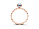 Rose gold Fancy Blue Oval Cut Diamond Brilliant Solitaire Ring with Pavé Band and Four-Prong Setting_15
