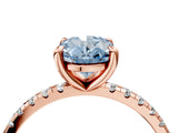 Rose gold Fancy Blue Oval Cut Diamond Brilliant Solitaire Ring with Pavé Band and Four-Prong Setting_16