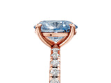 Rose gold Fancy Blue Oval Cut Diamond Brilliant Solitaire Ring with Pavé Band and Four-Prong Setting_17