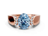Rose gold Fancy Blue Oval Cut Diamond Channel Set Solitaire Ring with Four-Prong Setting_12