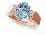 Rose gold Fancy Blue Oval Cut Diamond Channel Set Solitaire Ring with Four-Prong Setting_13
