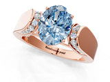 Rose gold Fancy Blue Oval Cut Diamond Channel Set Solitaire Ring with Four-Prong Setting_37