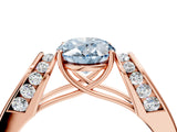 Rose gold Fancy Blue Oval Cut Diamond Channel Set Solitaire Ring with Four-Prong Setting_40