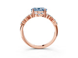 Rose gold Fancy Blue Oval Cut Diamond Cluster Pavé Band with Four-Prong Setting_15