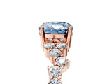 Rose gold Fancy Blue Oval Cut Diamond Cluster Pavé Band with Four-Prong Setting_17