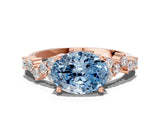 Rose gold Fancy Blue Oval Cut Diamond Cluster Pavé Band with Four-Prong Setting_3