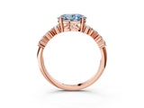 Rose gold Fancy Blue Oval Cut Diamond Cluster Pavé Band with Four-Prong Setting_6