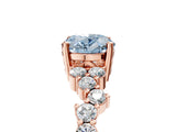 Rose gold Fancy Blue Oval Cut Diamond Cluster Pavé Band with Four-Prong Setting_8