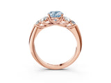 Rose gold Fancy Blue Oval  Cut Diamond Cluster Ring with Round Accent Stones and Prong Setting on a Classic Band_52