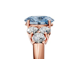 Rose gold Fancy Blue Oval  Cut Diamond Cluster Ring with Round Accent Stones and Prong Setting on a Classic Band_54