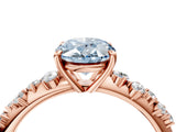 Rose gold Fancy Blue Oval Cut Diamond Cluster Side Stone Solitaire Ring with Prong Setting_71