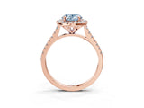 Rose gold Fancy Blue Oval Cut Diamond Cushion Halo Ring with Pavé Band_3