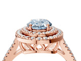 Rose gold Fancy Blue Oval Cut Diamond Double Halo Ring with Pavé Band and Prong Setting_77