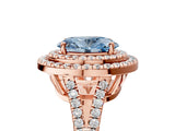 Rose gold Fancy Blue Oval Cut Diamond Double Halo Ring with Pavé Band and Prong Setting_78