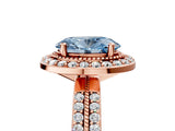 Rose gold Fancy Blue Oval Cut Diamond Double Halo Ring with Split Shank and Four-Prong Setting_5