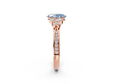 Rose gold Fancy Blue Oval  Cut Diamond Engagement Ring with Bezel Set Round Side Stones and Prong Setting_51