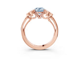 Rose gold Fancy Blue Oval  Cut Diamond Engagement Ring with Bezel Set Round Side Stones and Prong Setting_52