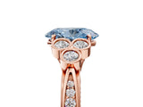 Rose gold Fancy Blue Oval  Cut Diamond Engagement Ring with Bezel Set Round Side Stones and Prong Setting_54