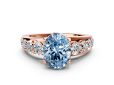 Rose gold Fancy Blue Oval  Cut Diamond Engagement Ring with Pavé Band and Four-Prong Setting_3