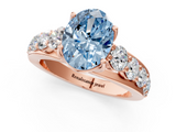 Rose gold Fancy Blue Oval  Cut Diamond Engagement Ring with Pavé Band and Four-Prong Setting_4