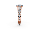 Rose gold Fancy Blue Oval  Cut Diamond Engagement Ring with Pavé Band and Four-Prong Setting_5